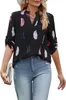 ASKSA Damen Bluse V-Ausschnitt Chiffon Drucken Oberteile Produktbild-Vorschau 1
