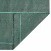 A close-up view of a green and black woven fabric, likely a ground cover or weed barrier, folded in a corner. Voir les images du produit