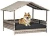 PawHut Rattan Hundehaus Hundebett mit Kissen Hausform Produktbild-Vorschau 1