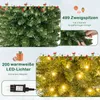 Collage showing details of a Christmas tree, including its branches, lights, and adapter. Podgląd zdjęcia produktu