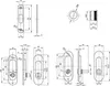 Technical drawings and dimensions of a WC hook lock set for sliding doors. Produktbild-Vorschau