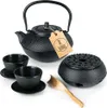 A black cast iron tea set displayed on a white background. Produktbild-Vorschau
