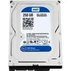 A top-down view of a Western Digital (WD) Blue 250 GB desktop hard drive. Produktbild-Vorschau
