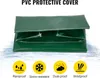A green PVC protective cover is shown folded, with icons below indicating its protective features. Produktbild-Vorschau