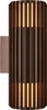 A wall-mounted light fixture with a ribbed brown metal shade and illuminated yellow light. Produktbild-Vorschau