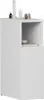 A white bedside table with a small open shelf and a closed cabinet. Produktbild-Vorschau