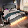 Samt-Polsterbett mit LED, USB-C-Anschluss und 4 Schubladen, Produktbild-Vorschau 9