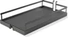 A gray metal pull-out shelf or drawer insert with raised edges and hanging hooks. Produktbild-Vorschau