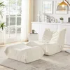 Relaxsessel mit Fußhocker Beige Teddyfell – Weiches Lazy Produktbild-Vorschau 11