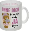 Trauzeugin Teddybär Glas Tasse mit Spruch Ohne Dich nicht Produktbild-Vorschau 1