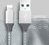 A close-up marketing image of a braided USB-C to Lightning cable, showing both ends and some of the cable's texture. Text overlays indicate product details and available lengths. Produktbild-Vorschau
