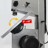Close-up of a bandsaw's tilting table and blade guide. Produktbild-Vorschau