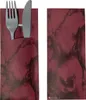 520 Bestecktaschen mit Serviette bordeaux marmoriert 20 cm Produktbild-Vorschau 3