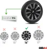 A car wheel with a hubcap is shown, along with examples of hubcaps in different sizes with checkmarks and crosses indicating compatibility. Náhľad obrázku produktu