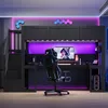 Gaming-Hochbett 90x200 cm mit Schreibtisch, Stauraumtreppe, Produktbild-Vorschau 3