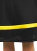 A close-up view of the bottom of a black dress with a yellow stripe. Anteprima dell’immagine prodotto