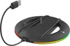 A black RGB charging stand with a USB cable connected, featuring colorful LED lights around the base. Podgląd zdjęcia produktu