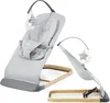 Verstellbare Babywippe mit Spielbogen – Leinenstoff - grau Produktbild-Vorschau 1