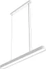 A white, modern pendant light fixture with a long, rectangular shape, suspended by thin wires against a white background. Podgląd zdjęcia produktu