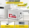 A collage showing a portable vacuum packing machine and its features. Voir les images du produit