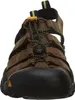 A close-up front view of a brown KEEN sandal. Produktbild-Vorschau