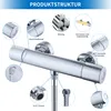 Diagram showing the structure and features of a shower faucet. Podgląd zdjęcia produktu