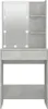 A vanity table with a mirror and shelves, featuring LED lights around the mirror. The table has a drawer and is made of a material that resembles concrete. Anteprima dell’immagine prodotto