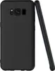 A black smartphone case is shown leaning against a black smartphone. Produktbild-Vorschau