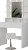 A white vanity table with LED lights and a matching stool. Náhľad obrázku produktu