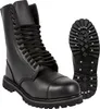 A pair of black leather boots and a close-up of the sole of a boot. Produktbild-Vorschau