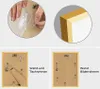 Collage showing details of picture frames, including how to insert a picture, a corner detail, and the back of two different frame types. Produktbild-Vorschau