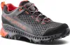 Damen-Wanderschuhe "Spire Woman GTX" von La Sportiva in Grau mit roten Akzenten und rutschfester Sohle. Podgląd zdjęcia produktu