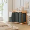 AdelDream Panier à linge avec cadre en bambou 150 l 3 Voir les images du produit 9