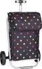 A polka dot shopping trolley with a silver frame and black wheels. Voir les images du produit