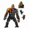 A NECA King Kong action figure is displayed against a white background, with interchangeable hands and an alternate head shown separately. Podgląd zdjęcia produktu