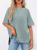 Damen-T-Shirt mit Rippstrick, Fledermausärmeln und lockerer Produktbild-Vorschau 2