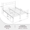 A diagram of a white metal bed frame with dimensions and specifications. Podgląd zdjęcia produktu