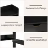 A collage of close-up images showcasing features of a black desk. Produktbild-Vorschau