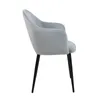 A side view of a single gray upholstered chair with black legs. Produktbild-Vorschau