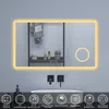 Badspigel mit Steckdose 120×70cm Uhr LED Schminkspiegel Produktbild-Vorschau 2
