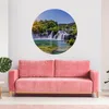 Sticker Kreis WASSERFFALL Bäume Grün Himmel Natur Produktbild-Vorschau 4