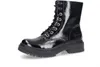 A single black patent leather boot is shown against a white background. Produktbild-Vorschau