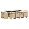 13-tlg. Garten-Essgruppe mit Kissen Beige Poly Rattan Produktbild-Vorschau 1