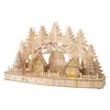 LED Holz Lichterbogen Weihnachtsdorf mit Timer - 44 x 26 cm Produktbild-Vorschau 1