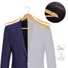 A wooden hanger displaying a split image of a suit jacket. Produktbild-Vorschau