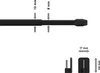 Diagram showing dimensions of a telescopic rod and mounting hardware. Produktbild-Vorschau