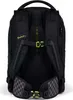The back view of a black backpack with gray checkered accents. Produktbild-Vorschau