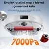 Close-up view of a white robotic vacuum cleaner with its cleaning attachments and a prominent suction power indicator. Náhľad obrázku produktu