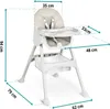 A high chair with dimensions indicated by measurement lines and text. Produktbild-Vorschau
