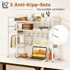 A white desk organizer shelf unit with various items placed on it, including books, a laptop, headphones, and decorative items. The shelf is set up on a desk. Produktbild-Vorschau